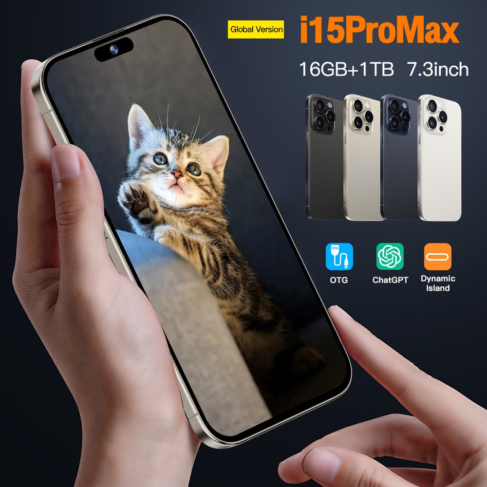 Original i15 phone 15 pro max neuf 6.7 inch 12GB + 512Gb Clone IOS smartphone 8-core celulares 15 pro max unlocked mobile phone